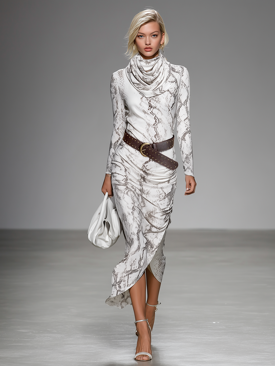 Retro-chic Urban Snake Print Maxi Dress