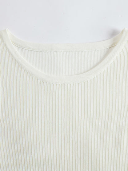 Elegant White Breathable Knit Tank Top