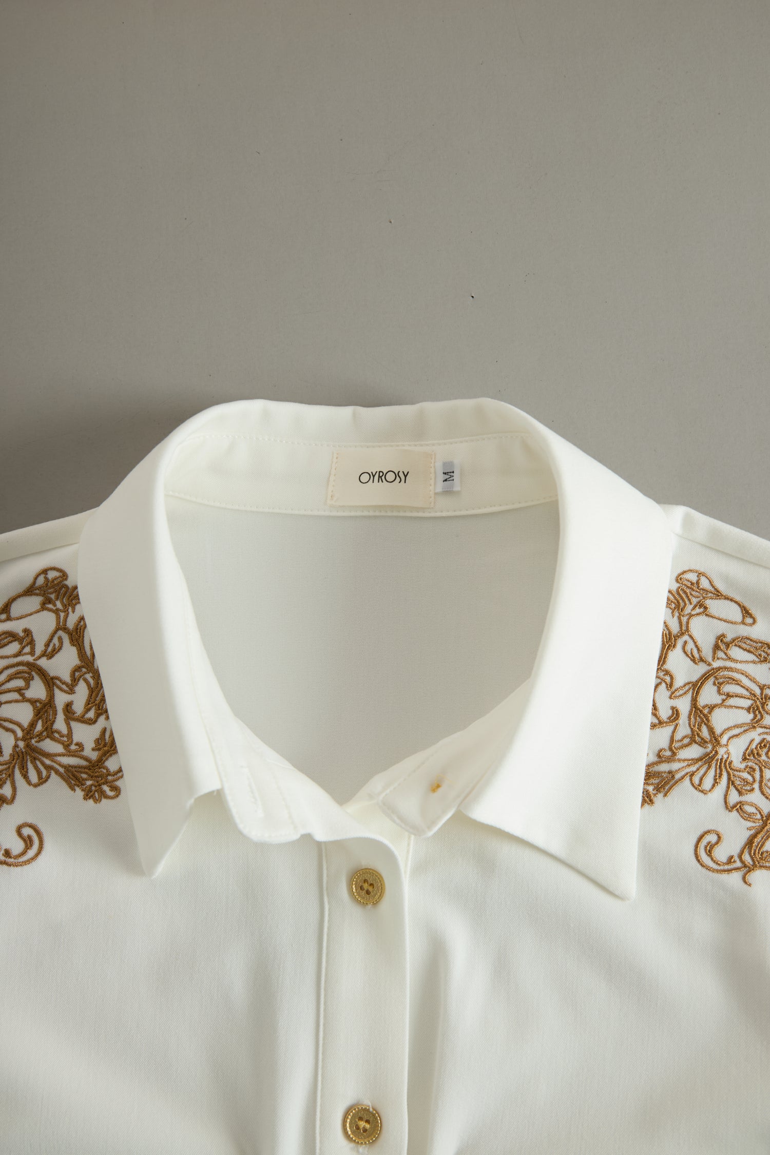 Western Retro Embroidered White Tencel Denim Shirt