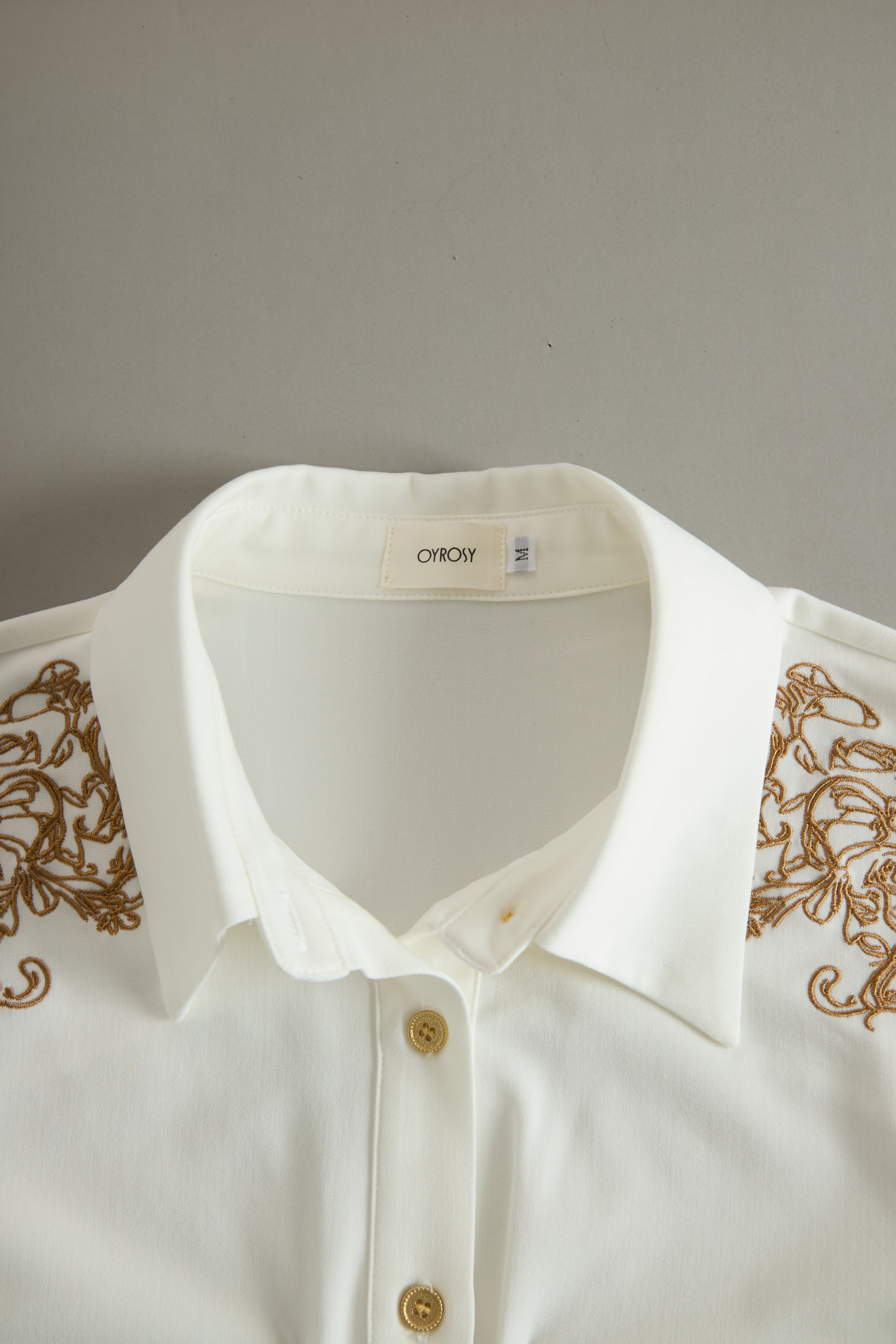 Western Retro Embroidered White Tencel Denim Shirt