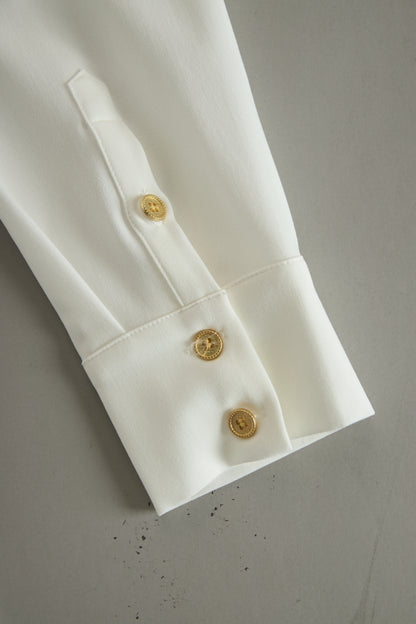 Western Retro Embroidered White Tencel Denim Shirt