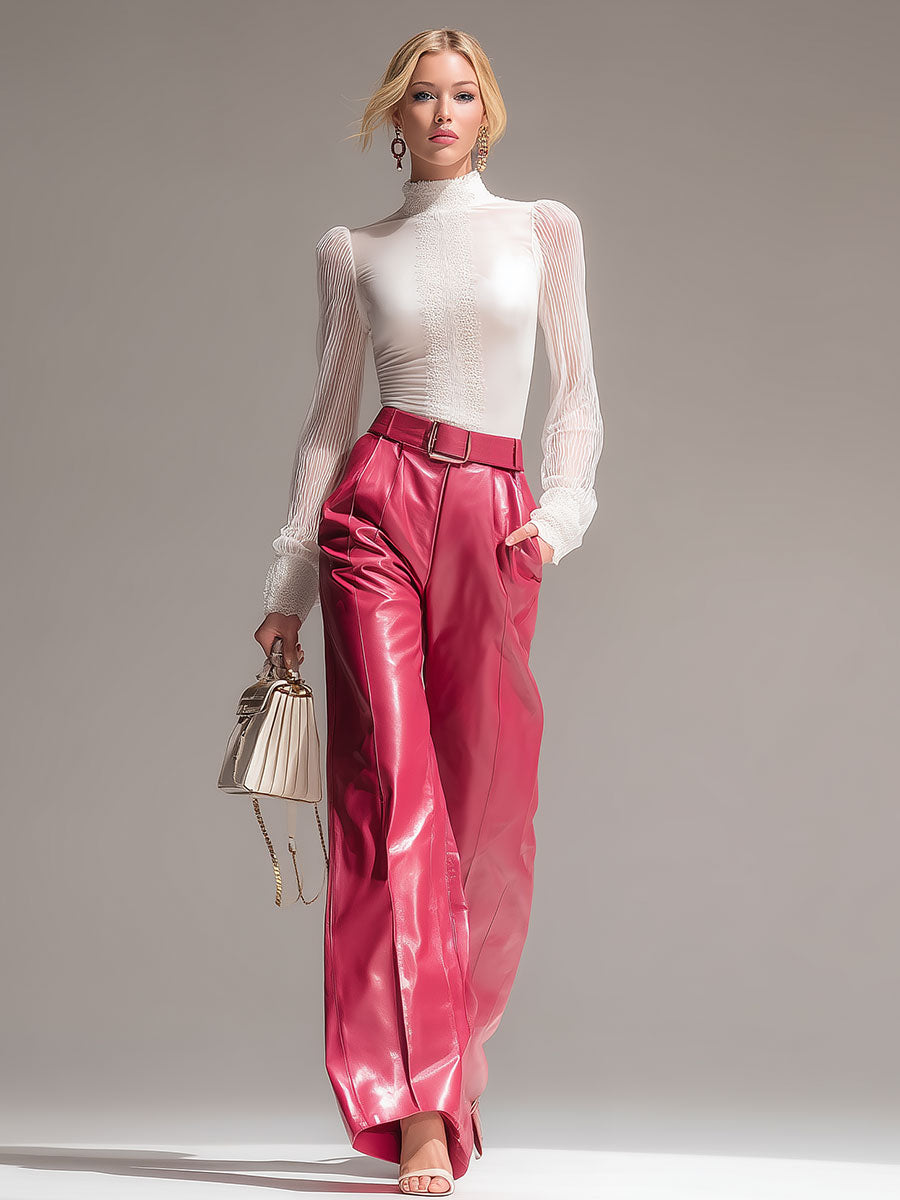 Stylish Chiffon White High-neck Cotton Shirt