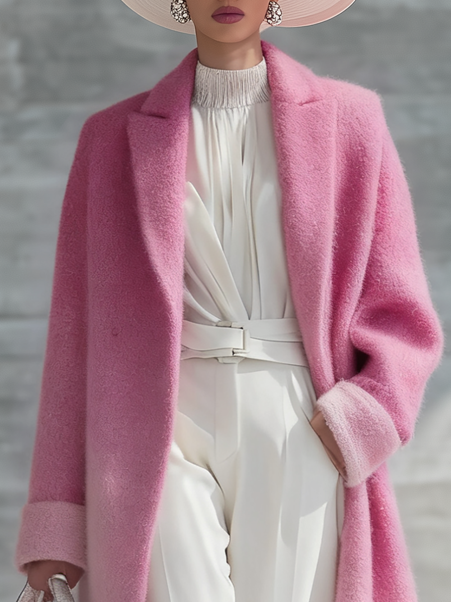 Urban Elegance Pink Gradient Long Coat
