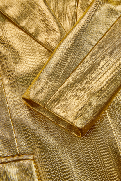 High-End Fashionable Loose Gold Pleated Suit Jacket