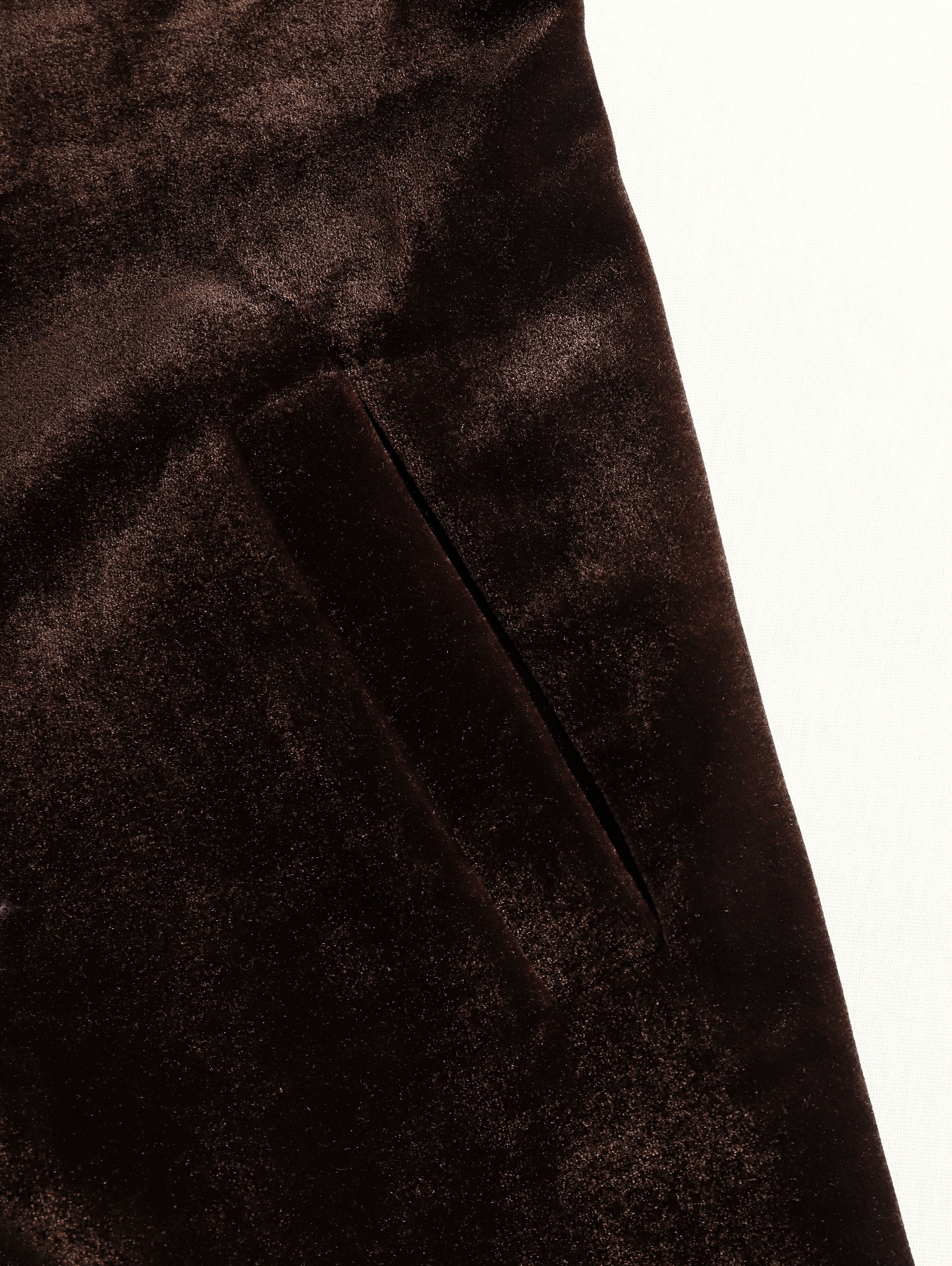 Casual Loose Vintage Velvet Colorblock Lapel Pocket Coat