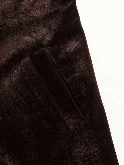 Casual Loose Vintage Velvet Colorblock Lapel Pocket Coat