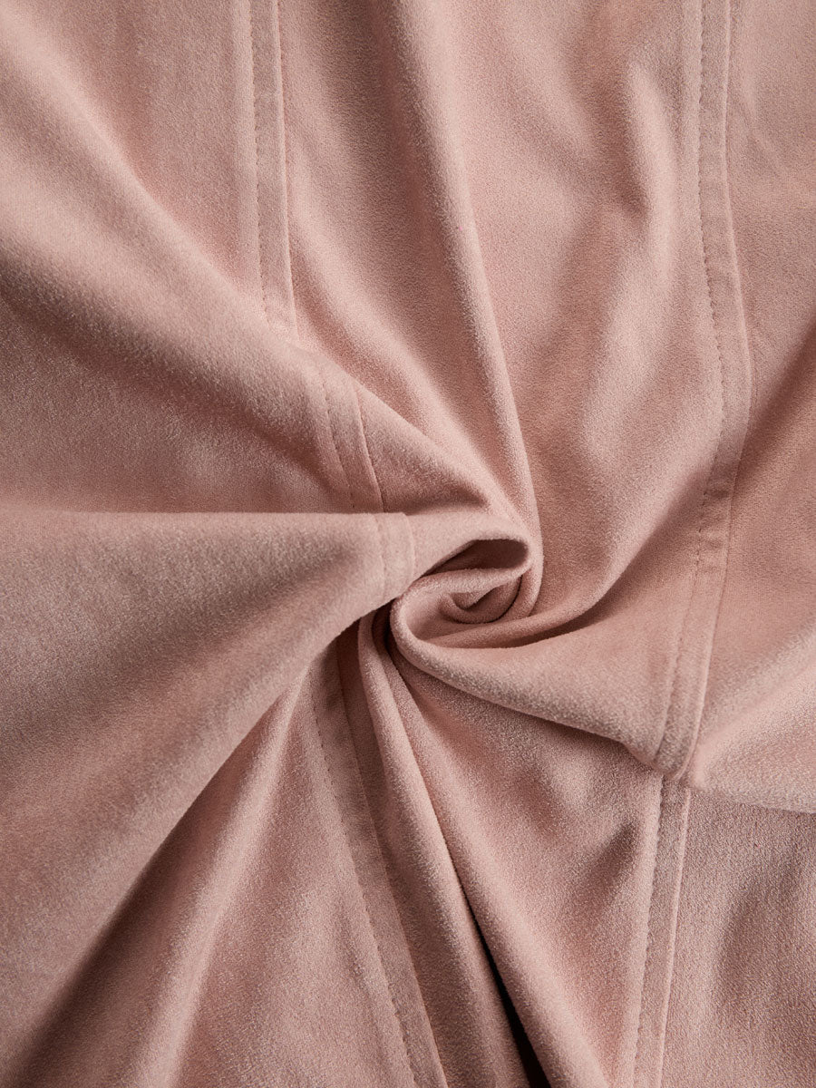 Western Retro Leopard Print Pink Faux Suede Long-Sleeve Shirt