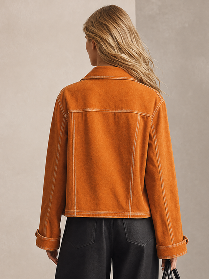 Western Cowgirl Asymmetrical Metal-ring Loose-fit Denim Jacket