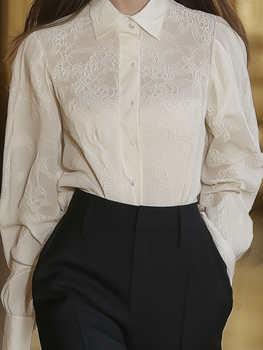 Elegant And Noble Ivory Lace Shirt