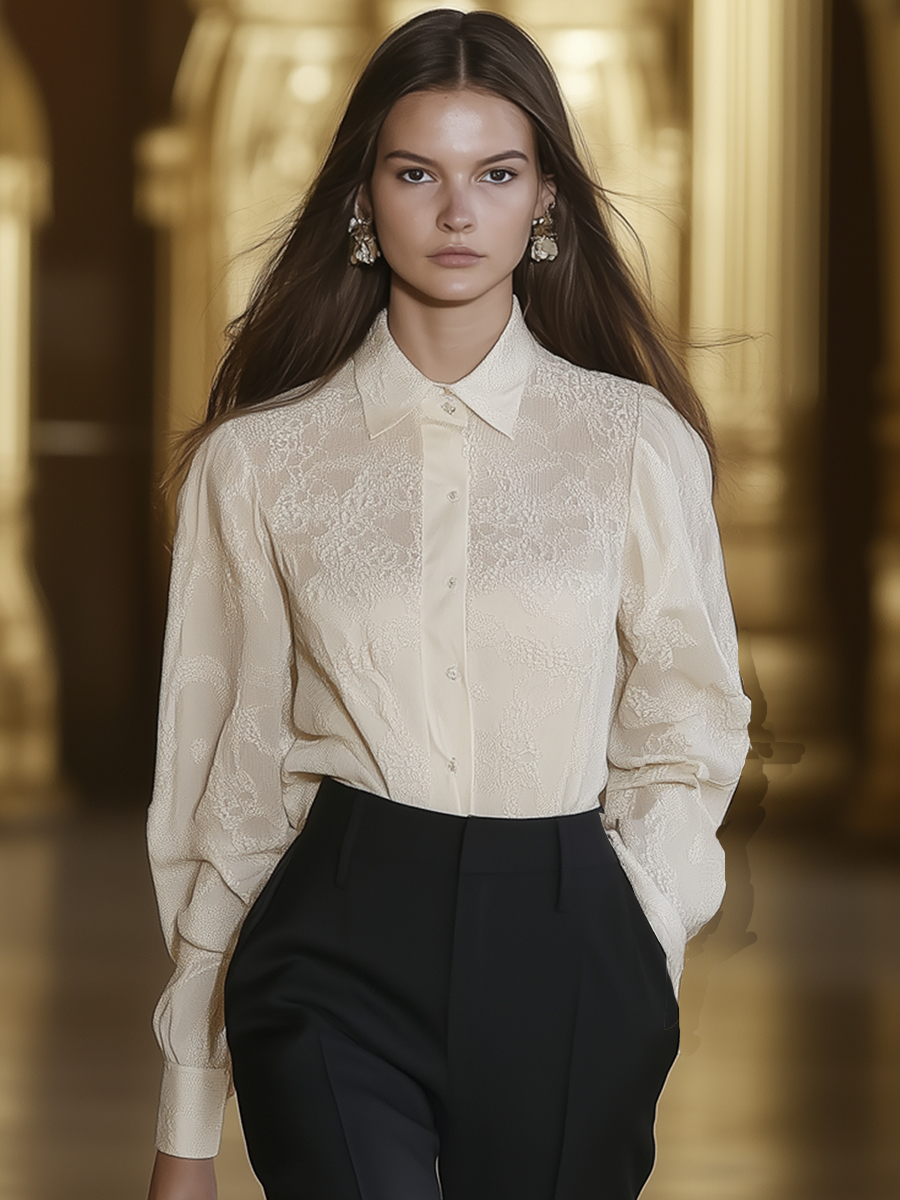 Elegant And Noble Ivory Lace Shirt