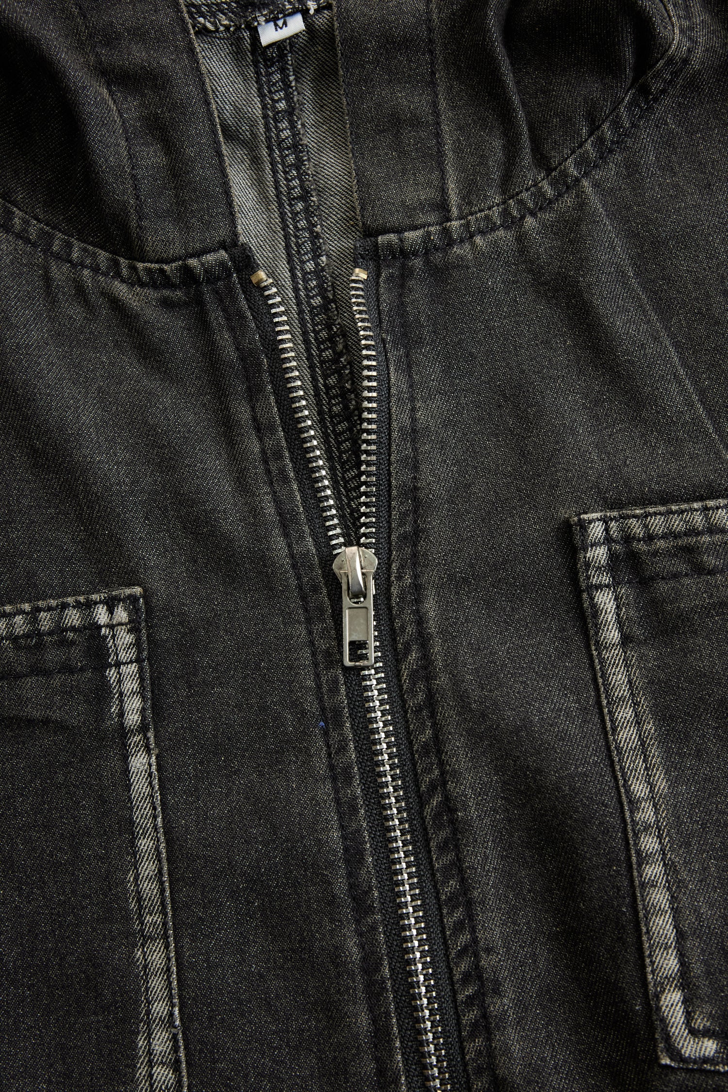 Casual Loose Retro Pocket Long Sleeve Hooded Zipper Denim Jumpsuit