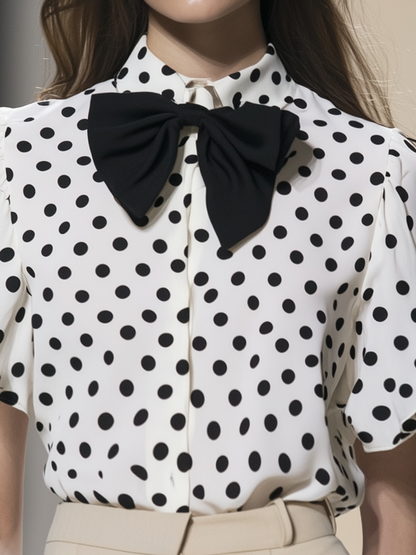 Retro Polka Dot Short Sleeve Shirt