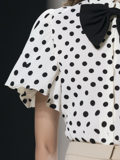 Retro Polka Dot Short Sleeve Shirt