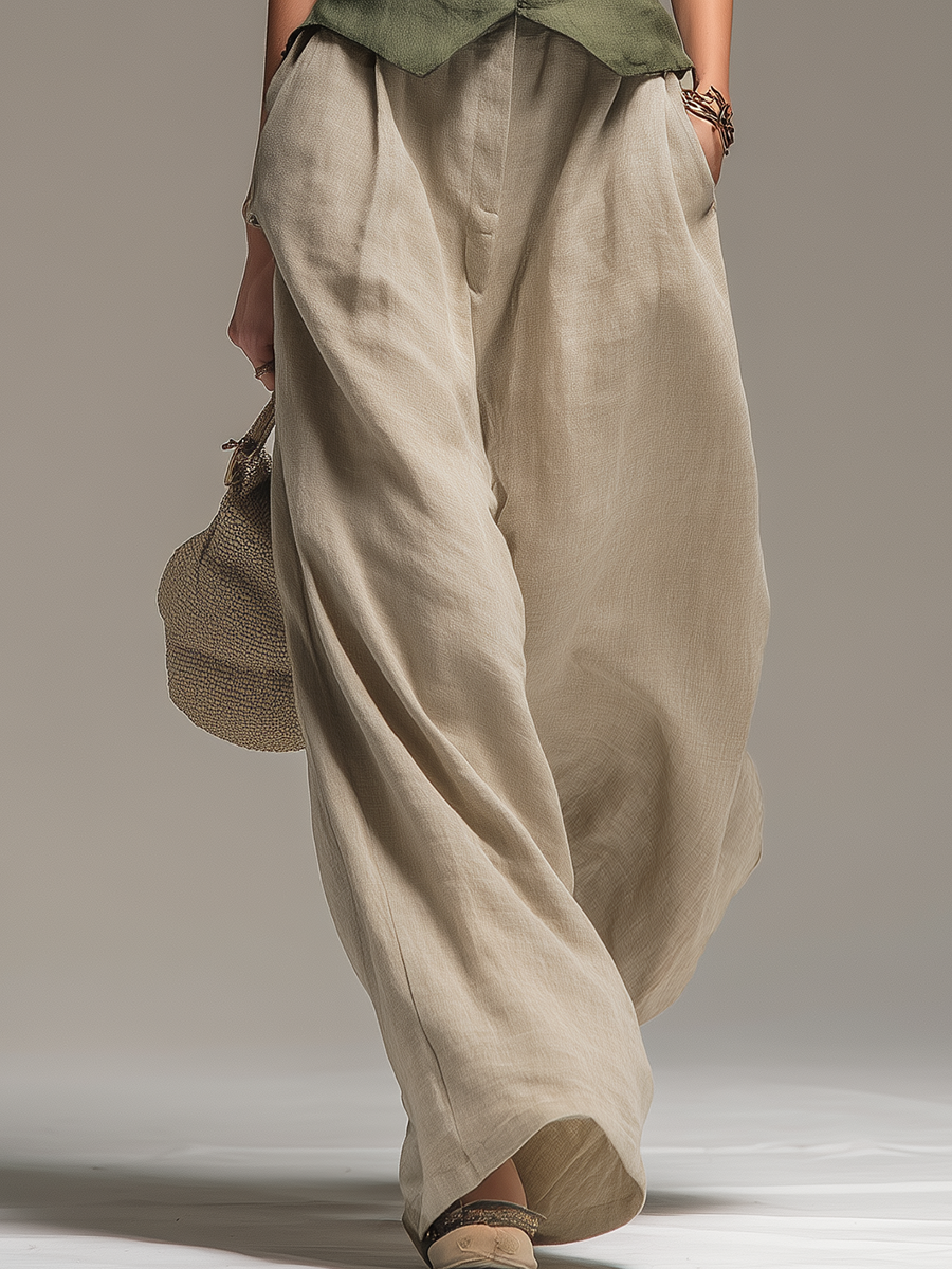 Comfortable And Relaxed V-neck Sleeveless Top And Trousers Set