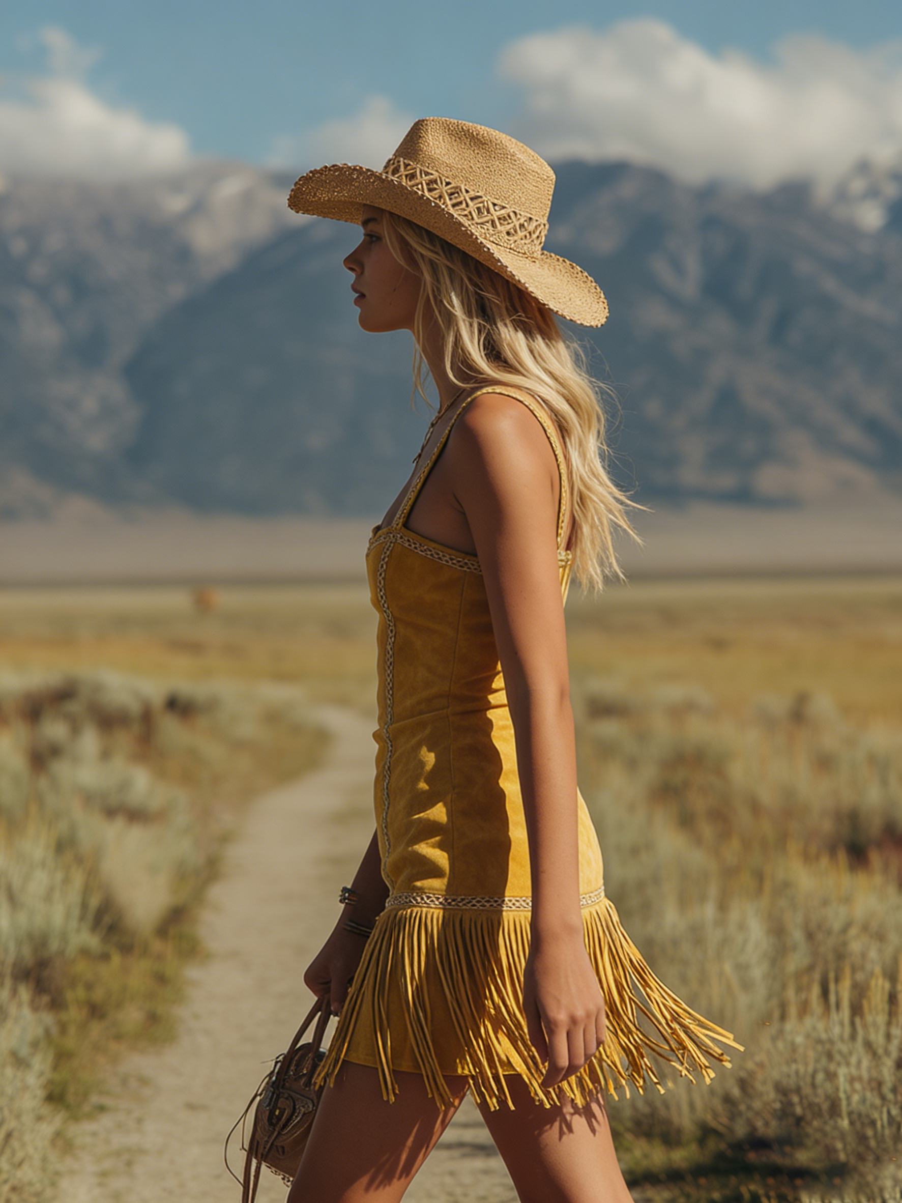 Bohemian Western-Style Square-Neck Sleeveless Fringed Faux Suede Mini Dress