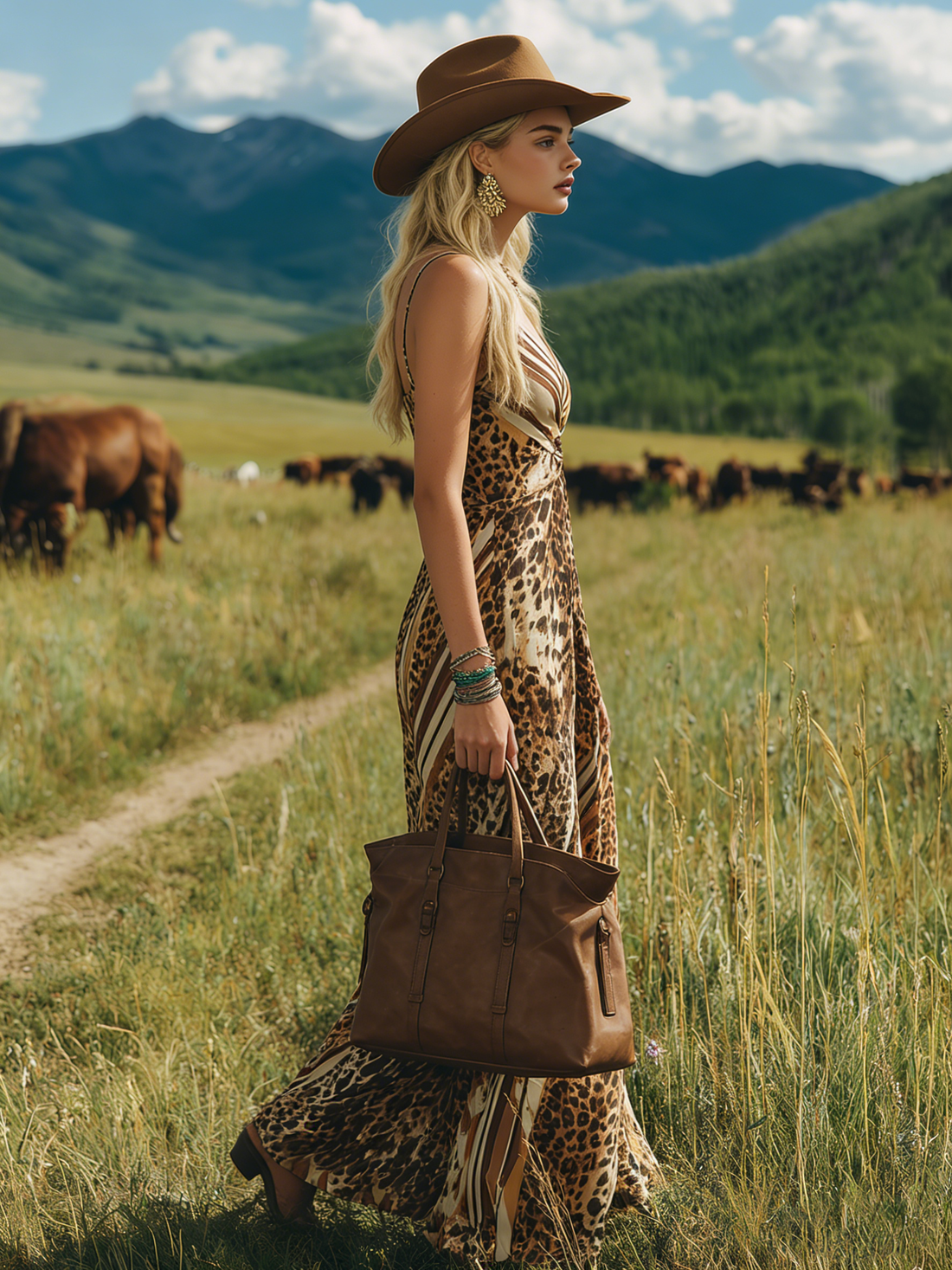 Wild And Sexy V-Neck Sleeveless Leopard Print Slit Chiffon Maxi Dress