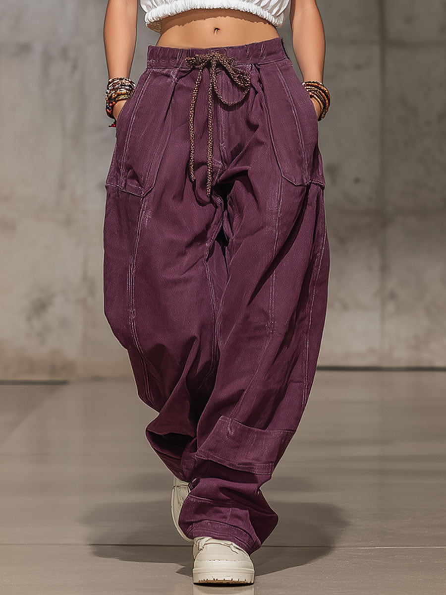 Casual Retro Workwear Purple Jeans