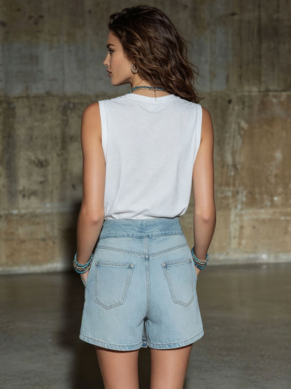 Retro Light Blue Denim Skirt And Shorts
