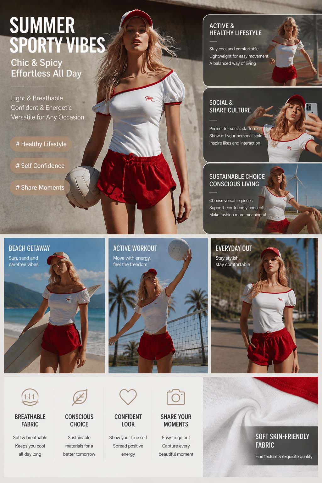 Malibu Retro Sport Short Set Playful Summer Energy