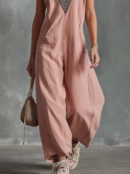 Dusty Rose Denim Jumpsuit Effortless Boho Ease