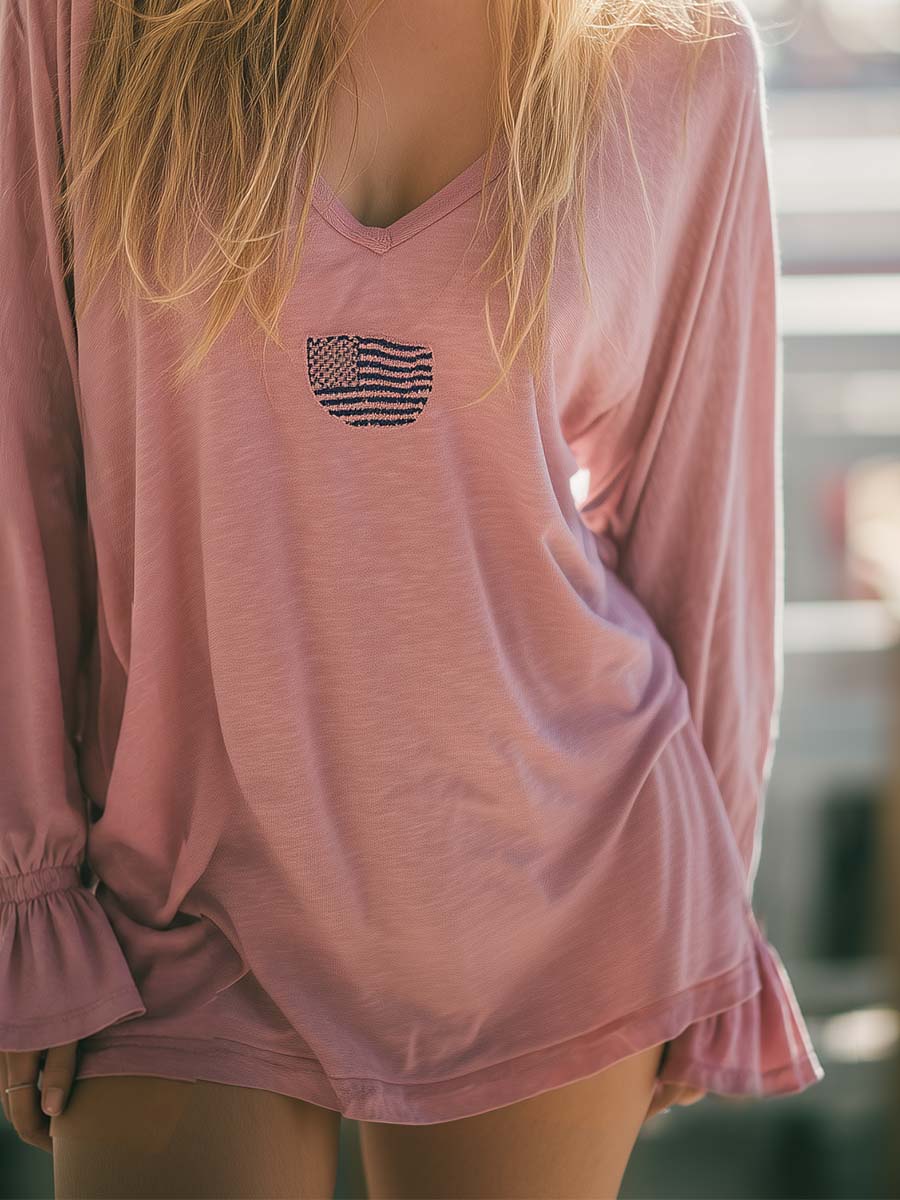 Willow Light Pink Americana Lounge T-shirt Soft Relaxed Everyday Comfort