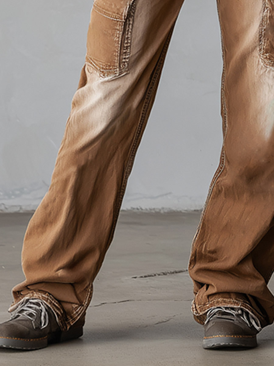 Stylish &amp; Distinctive Distressed Brown Cargo Jeans