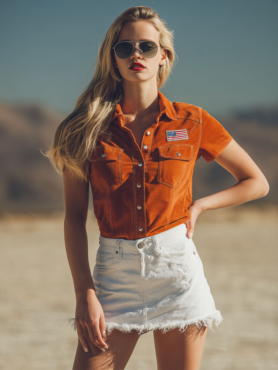 Retro White Frayed Denim Mini Skirt