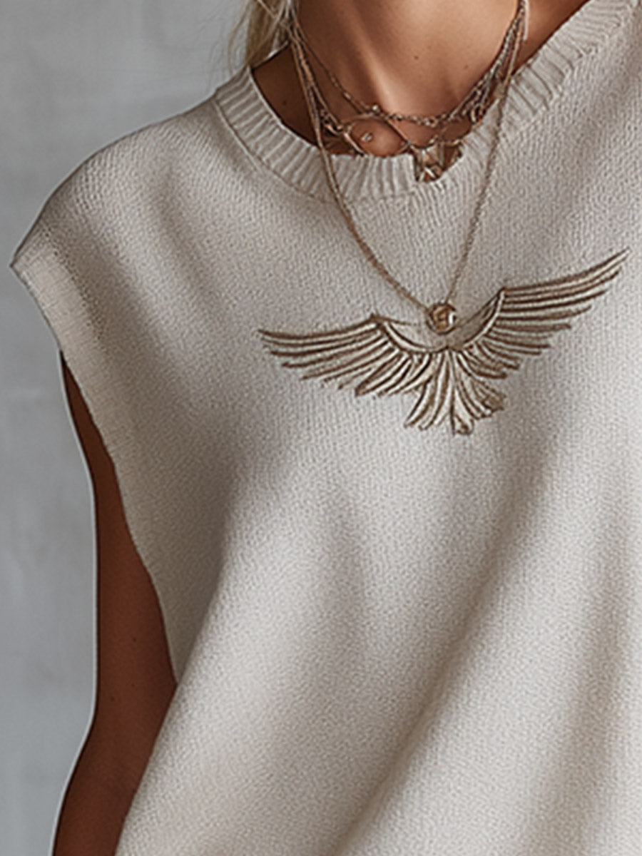 Casual-chic Off-white Breathable Knit Tank Top