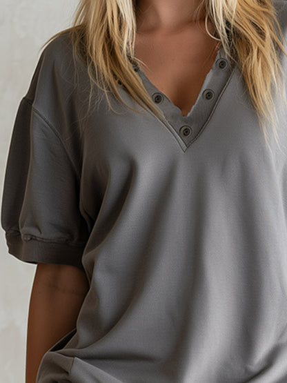 Stylish Casual Camo-Print Ruffled Grey Cotton Short-Sleeve Mini Dress