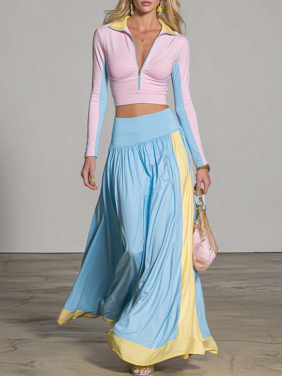 Capri Pastel Maxi Skirt Sport Set Dreamy Coastal Energy – OYROSY