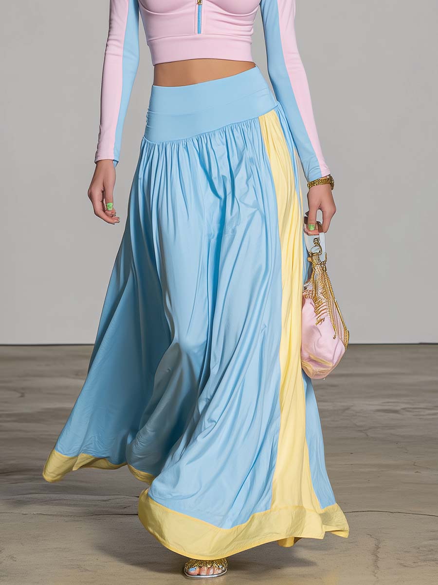 Capri Pastel Maxi Skirt Sport Set Dreamy Coastal Energy