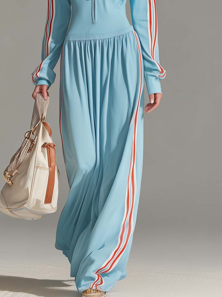 Women’s Zip-Up Sporty Long Sleeve Athleisure Dress