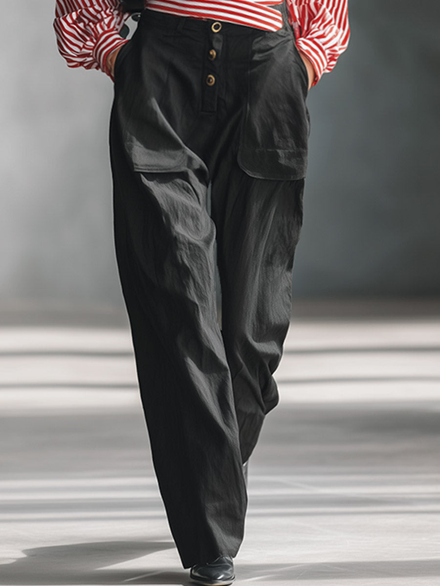 Urban Retro Red Striped Shirt And Black Trousers Set