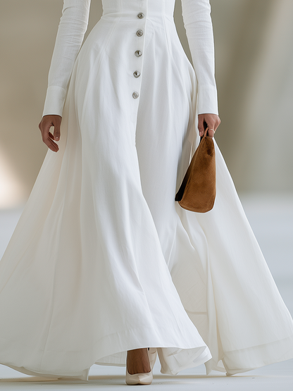 Retro-casual Western-style White Dress Set