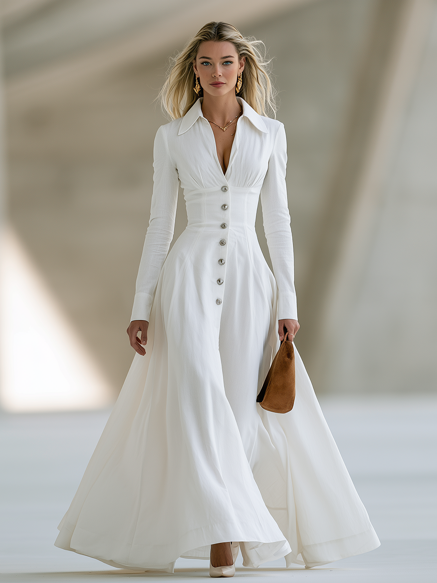 Retro-casual Western-style White Dress Set