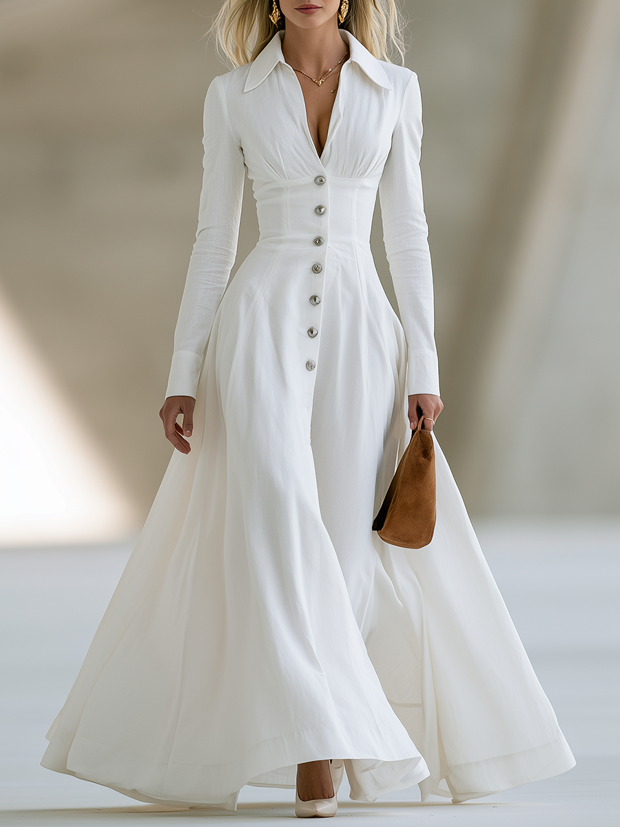 Retro-casual Western-style White Dress Set