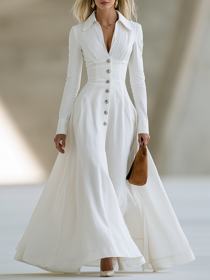 Retro-casual Western-style White Dress Set