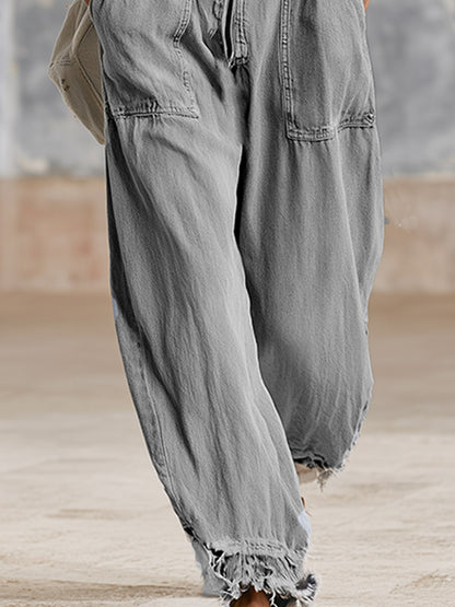 Casual Everyday Silhouette Grey Denim Long-sleeve Jumpsuit