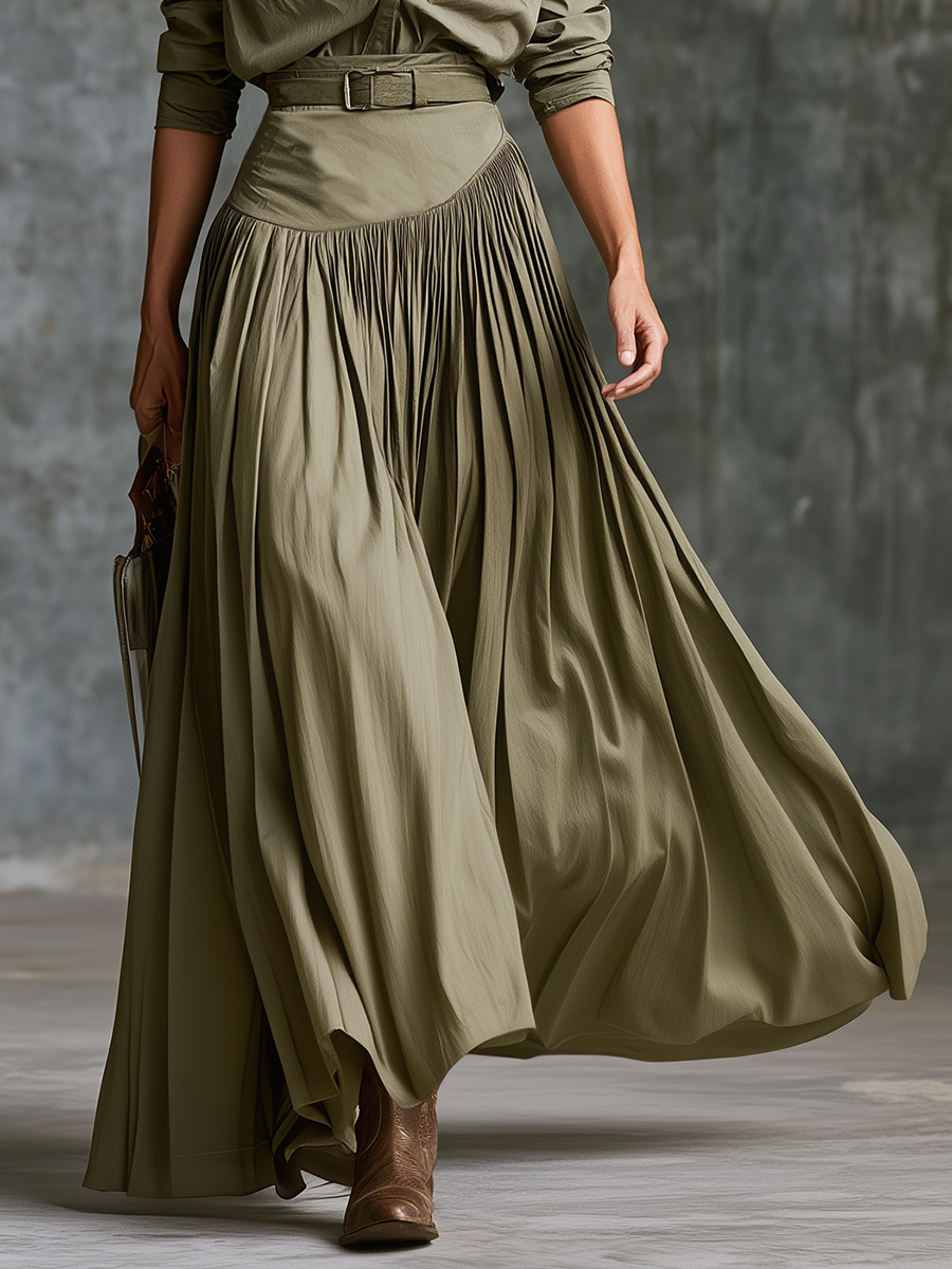 Retro-chic Western-style Skirt Set