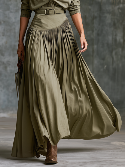Retro-chic Western-style Skirt Set