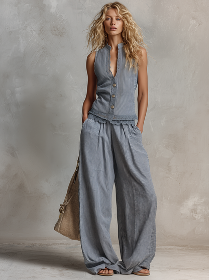 Vintage-style Casual-elegant Western-inspired Lace-panel Set