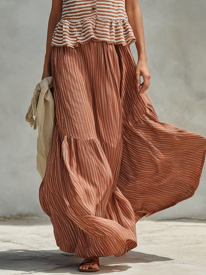 Retro-chic Western-style Striped Set