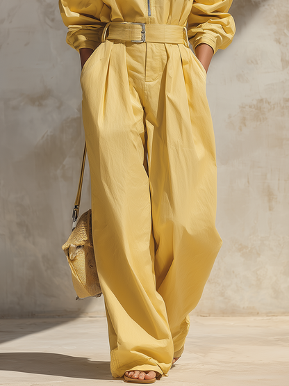 Retro-chic Western-style Yellow Jumpsuit