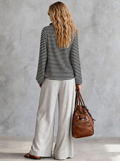 Casual Sporty Retro Gray Wide-leg Pants