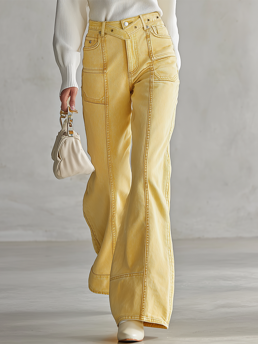 American Vintage High-waist Belted Denim Flare Jeans