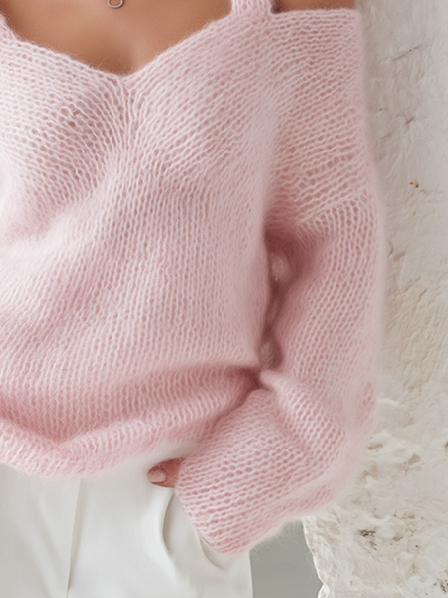 Urban-style Dual-strap Pink Sweater