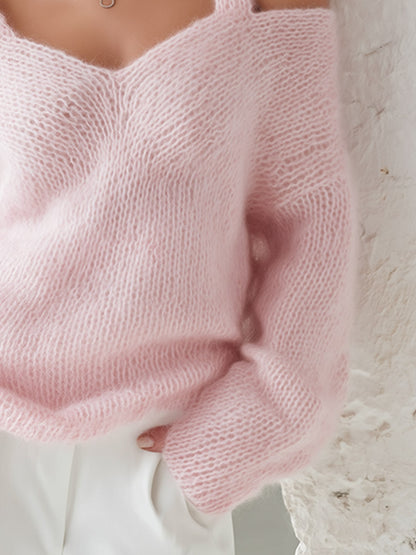 Urban-style Dual-strap Pink Sweater
