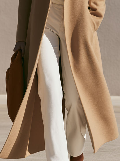 Simple And Stylish Camel-colored Lapel Coat