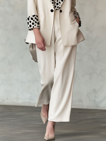 Retro Elegant Off-white Suit Pants