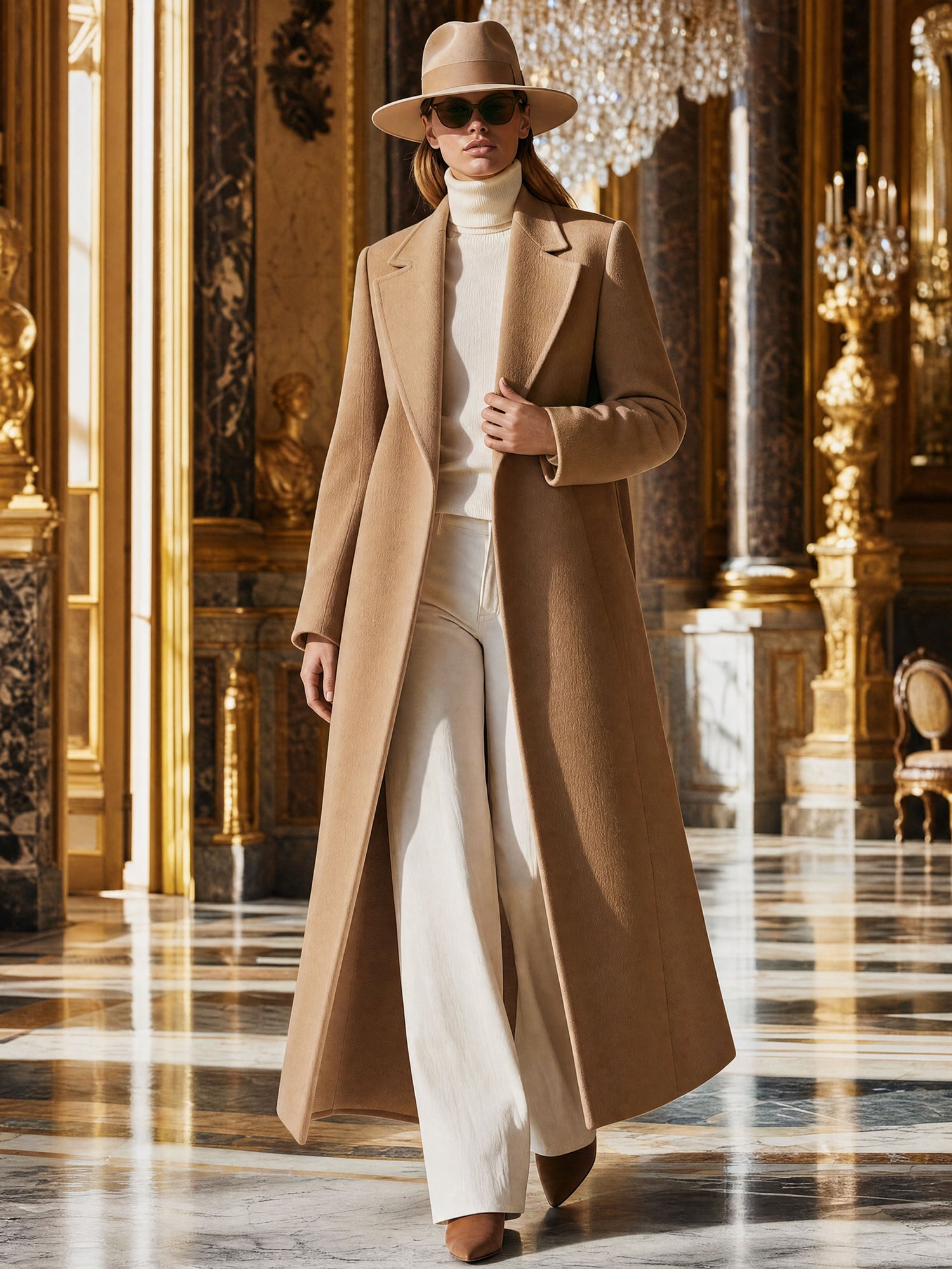 Simple And Stylish Camel-colored Lapel Coat